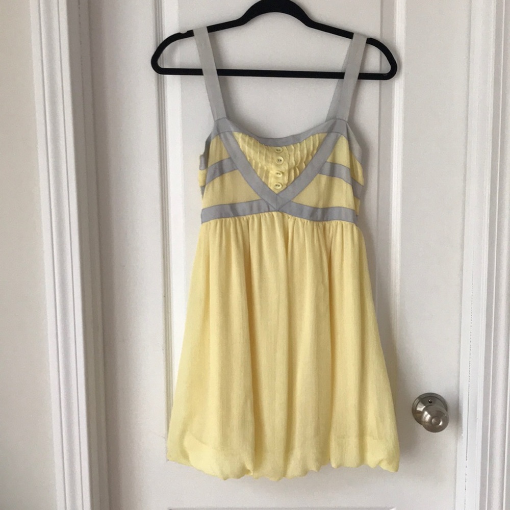 Bubble hem yellow and gray dress